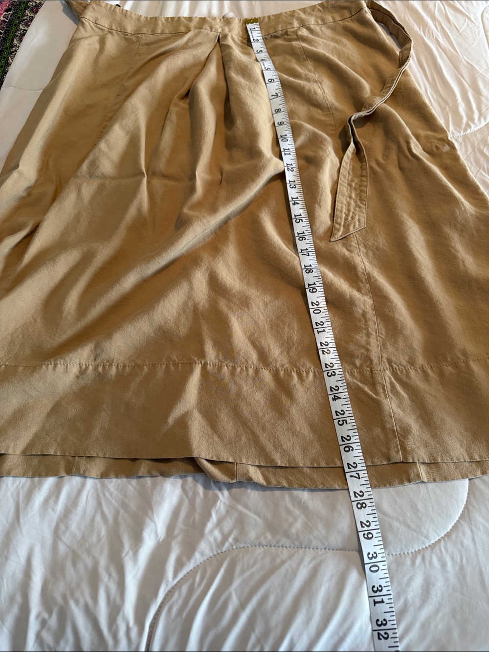 A-Line Tan Skirt with D-Ring Waist Tie View 6